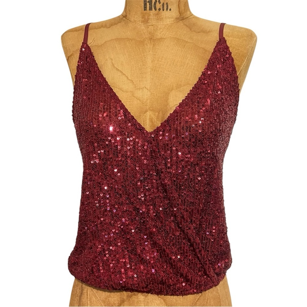 Altar'd State Sparkling Maroon Sequin Camisole EUC M